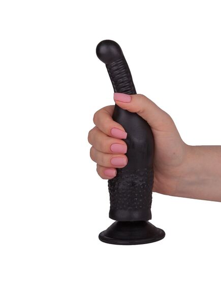 Фаллоимитатор чёрный на присоске в ламинате , изображение 4