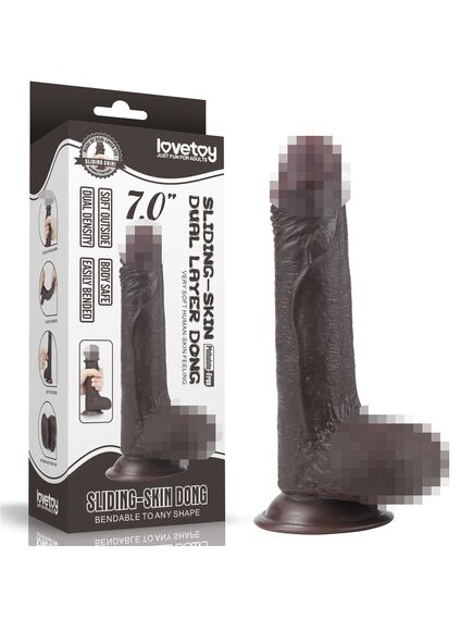 Фаллоимитатор Sliding-Skin с подвижной кожей афро 17,5 см 