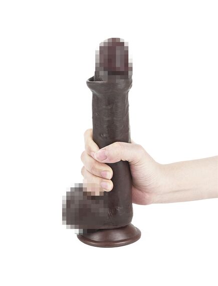 Фаллоимитатор Sliding-Skin с подвижной кожей афро 24 см , изображение 11