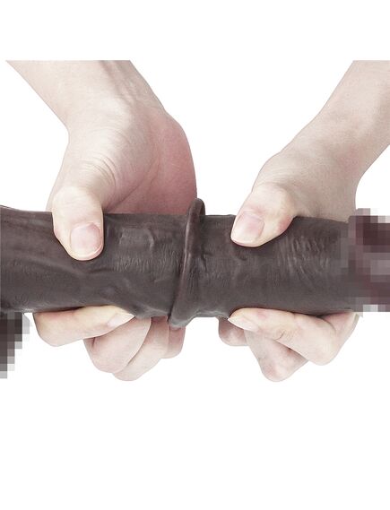 Фаллоимитатор Sliding-Skin с подвижной кожей афро 24 см , изображение 12