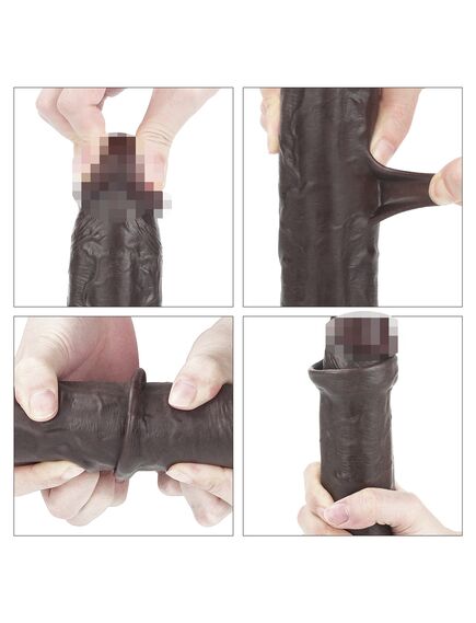 Фаллоимитатор Sliding-Skin с подвижной кожей афро 24 см , изображение 13