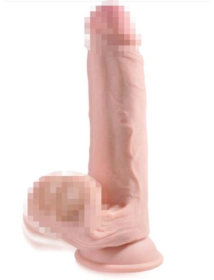 Фаллоимитатор на присоске King Cock Plus 9 Triple Density с подвижной мошонкой 