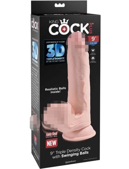 Фаллоимитатор на присоске King Cock Plus 9 Triple Density с подвижной мошонкой , изображение 2