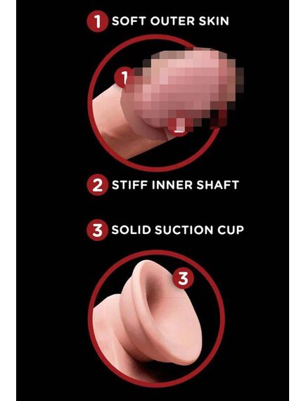 Фаллоимитатор на присоске King Cock Plus 9 Triple Density с подвижной мошонкой , изображение 4