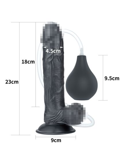 Фаллоимитатор с эякуляцией 9'' Squirt Extreme Dildo - Black , изображение 3