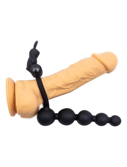 КОЛЬЦО ЭРЕКЦИОННОЕ С АНАЛЬНЫМ СТИМУЛЯТОРОМ И С ВИБРАЦИЕЙ цвет чёрный 