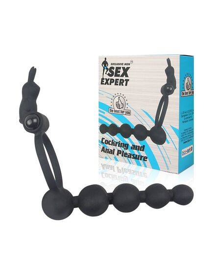 КОЛЬЦО ЭРЕКЦИОННОЕ С АНАЛЬНЫМ СТИМУЛЯТОРОМ И С ВИБРАЦИЕЙ цвет чёрный , изображение 2