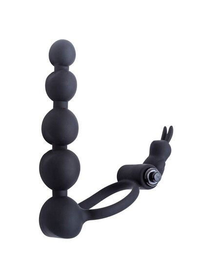 КОЛЬЦО ЭРЕКЦИОННОЕ С АНАЛЬНЫМ СТИМУЛЯТОРОМ И С ВИБРАЦИЕЙ цвет чёрный , изображение 4