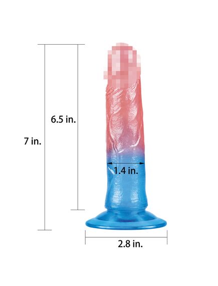 Фаллоимитатор DazzlesStuds 7 сине-розовый , изображение 2