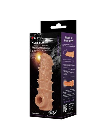 Насадка с шипами с открытой головкой Kokos Nude Sleeve 6, L , изображение 3