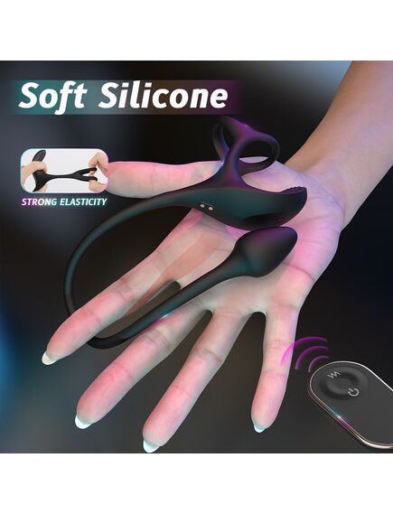 Эрекционное кольцо с вибрацией и анальной пробкой "Cradle of devil-rct" , изображение 2