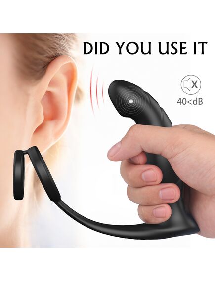 Массажер простаты с двойным эрекционным кольцом и пультом д\у "Wandering-rct" , изображение 2