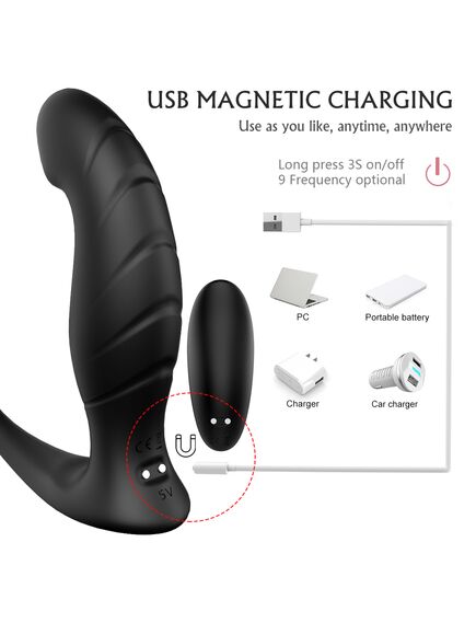 Массажер простаты с двойным эрекционным кольцом и пультом д\у "Wandering-rct" , изображение 3