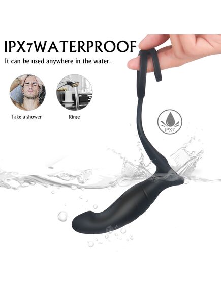 Массажер простаты с двойным эрекционным кольцом и пультом д\у "Wandering-rct" , изображение 4