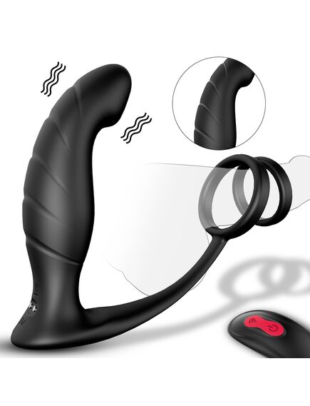 Массажер простаты с двойным эрекционным кольцом и пультом д\у "Wandering-rct" , изображение 7