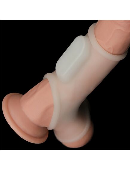 Вибро кольцо Silk Knights с рукавом для мошонки (белое) , изображение 6