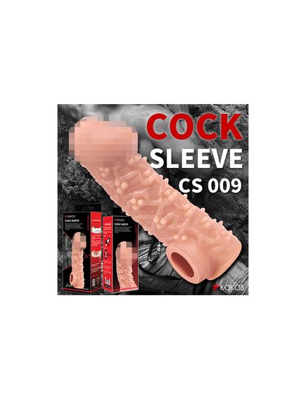 Насадка на фаллос с узором из мелких шариков и отверстием для мошонки CS.009 Medium , изображение 3