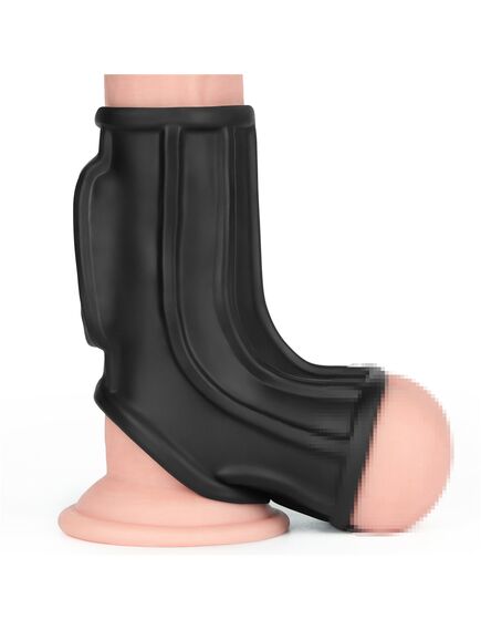 Вибро кольцо Ridge Knights с манжетой для мошонки (черное) , изображение 11