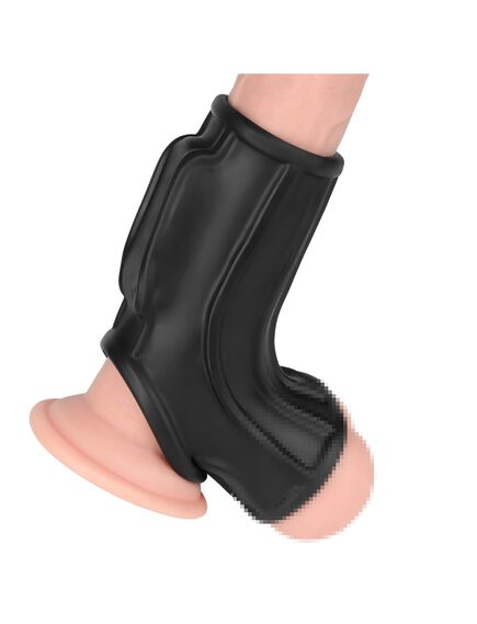 Вибро кольцо Ridge Knights с манжетой для мошонки (черное) , изображение 12