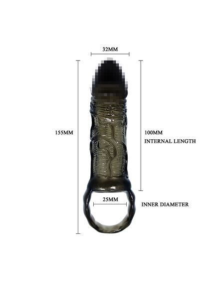 Насадка с подхватом мошонки Penis Sleeve Breyden 15 см , изображение 6