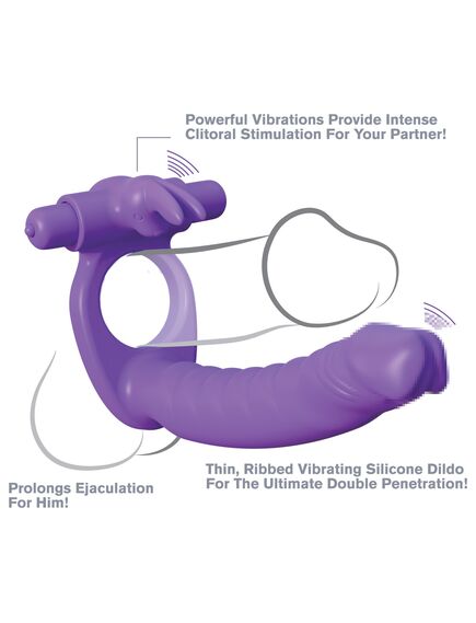 Эрекционное кольцо для двойного проникновения Silicone Double Penetrator Rabbit , изображение 5