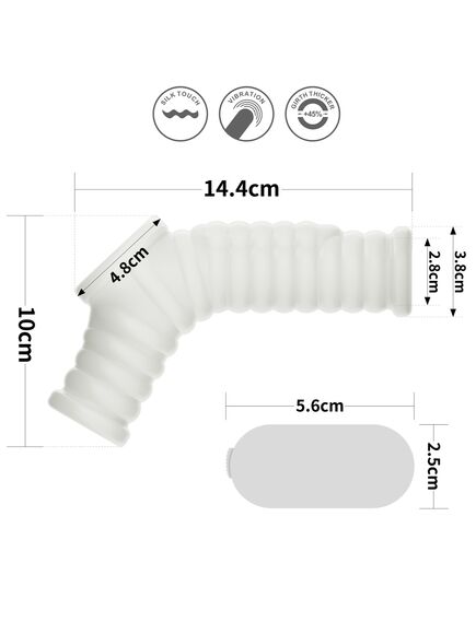 Вибро кольцо Wave Knights с рукавом для мошонки (белое) , изображение 2