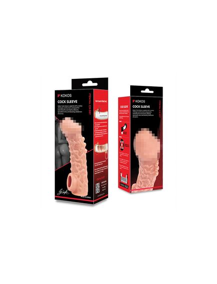 Насадка на фаллос с имитацией пирсинга и отверстием для мошонки COCK SLEEVE CS.007 Large , изображение 2