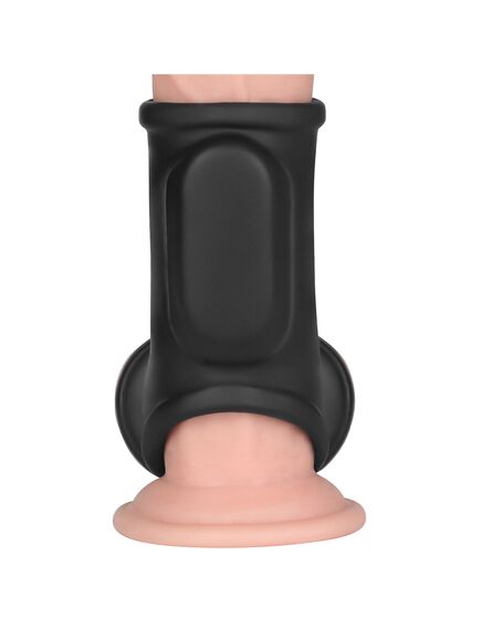 Вибро кольцо Silk Knights с рукавом для мошонки (черное) , изображение 2