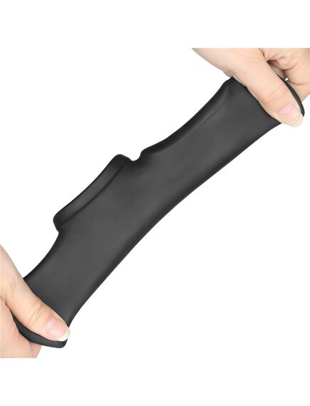 Вибро кольцо Silk Knights с рукавом для мошонки (черное) , изображение 6