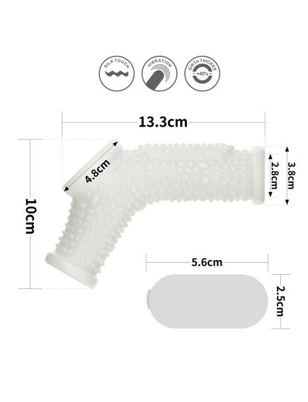 Вибро кольцо Drip Knights с рукавом для мошонки (белое) , изображение 2