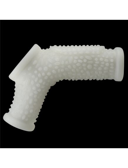 Вибро кольцо Drip Knights с рукавом для мошонки (белое) , изображение 3