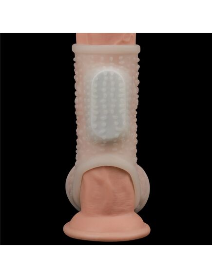 Вибро кольцо Drip Knights с рукавом для мошонки (белое) , изображение 4