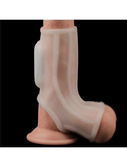 Вибро кольцо Ridge Knights с манжетой для мошонки (белое) , изображение 6