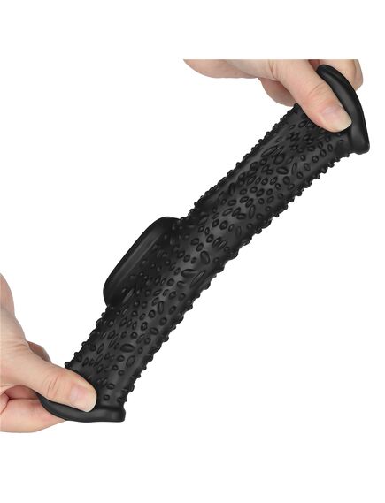 Вибро кольцо Drip Knights с рукавом для мошонки (Черное) , изображение 8