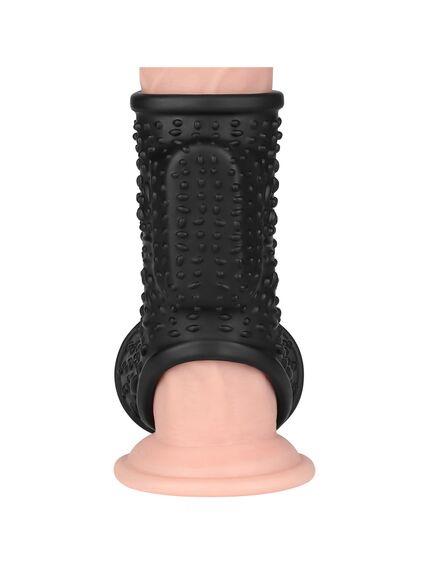 Вибро кольцо Drip Knights с рукавом для мошонки (Черное) , изображение 12