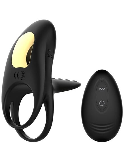 Черное эрекционное виброкольцо Edwin с пультом , изображение 2