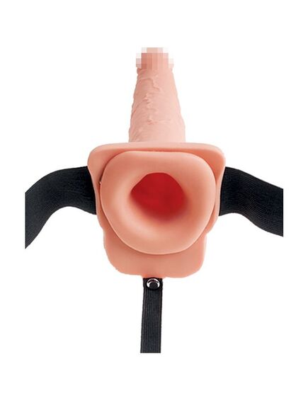 Полый страпон эякулир. Fetish Fantasy 7.5" Hollow Squirting Strap-On with Balls Flesh , изображение 3