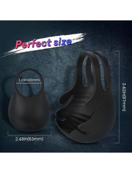 Эрекционное кольцо с вибрацией и мешочком лоя мошонки Nest , изображение 3