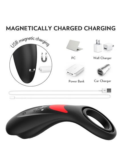 Эрекционное кольцо с вибрацией, подхватом под мошонку и пультом д\у "Rings-RCT" , изображение 4