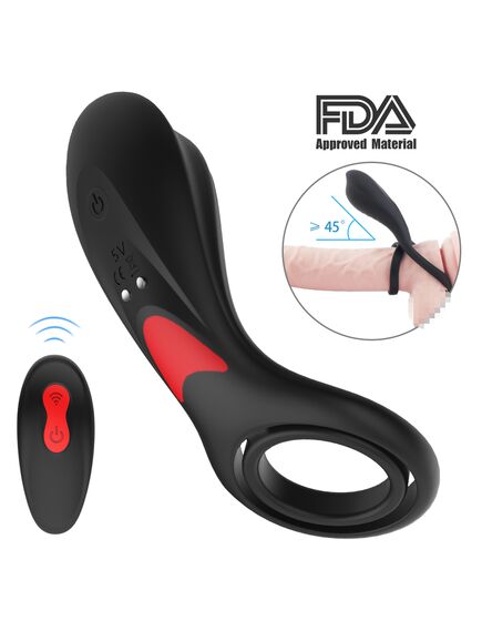 Эрекционное кольцо с вибрацией, подхватом под мошонку и пультом д\у "Rings-RCT" 