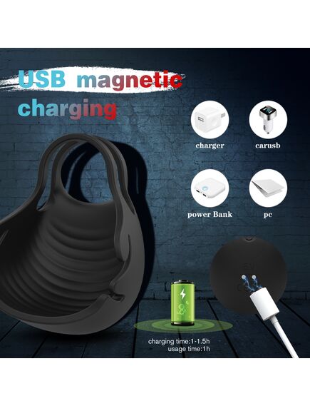 Эрекционное кольцо с вибрацией и мешочком лоя мошонки "Nest" , изображение 3