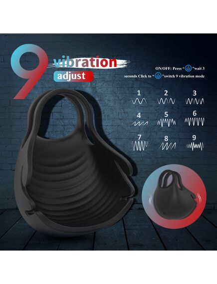 Эрекционное кольцо с вибрацией и мешочком лоя мошонки "Nest" , изображение 5
