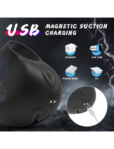 Эрекционное кольцо с поддержкой для мошонки и вибрацией "Chad-RCT" , изображение 2