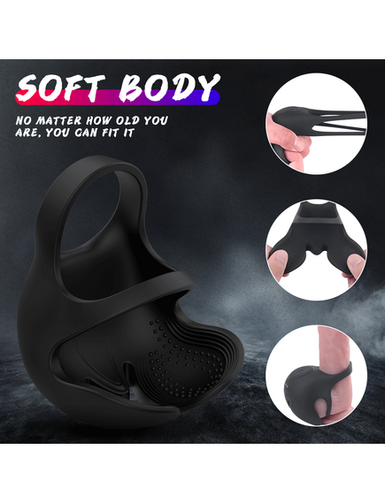 Эрекционное кольцо с поддержкой для мошонки и вибрацией "Chad-RCT" , изображение 3