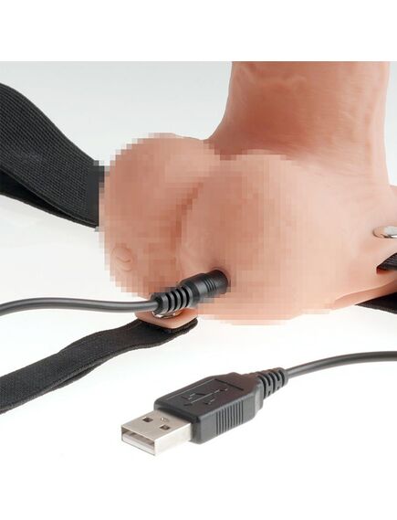 Телесный перезаряжаемый фаллопротез 9 Hollow Rechargeable Strap-on with Balls - 25,4 см , изображение 2