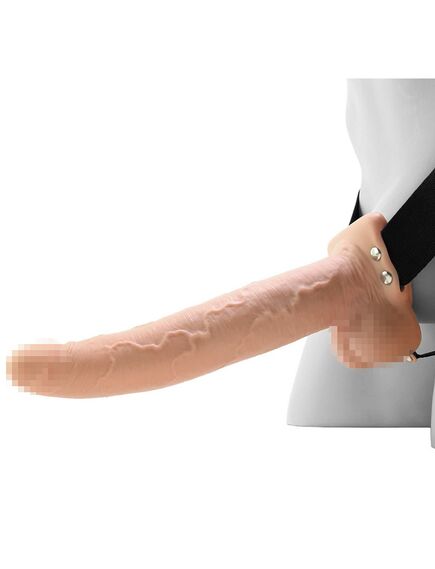 Телесный перезаряжаемый фаллопротез 9 Hollow Rechargeable Strap-on with Balls - 25,4 см , изображение 3