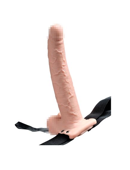 Телесный перезаряжаемый фаллопротез 9 Hollow Rechargeable Strap-on with Balls - 25,4 см , изображение 6