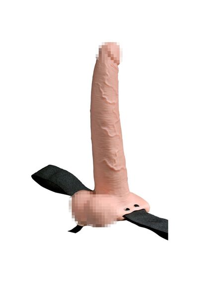 Телесный перезаряжаемый фаллопротез 9 Hollow Rechargeable Strap-on with Balls - 25,4 см , изображение 7