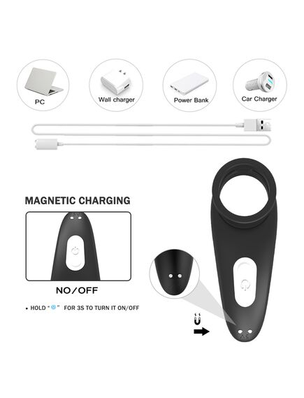 Эрекционное кольцо с вибрацией и подхватом под мошонку "COCO" , изображение 3