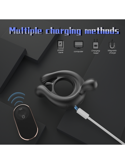 Эрекционное кольцо с вибрацией и пультом Д/У "Unicom-Rct" , изображение 4